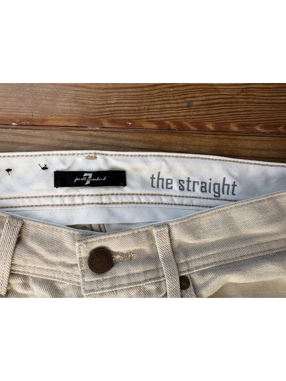 7 For All Mankind The Straight Men's Ivory Jeans Size 29 100% Cotton - Picture 4 of 7